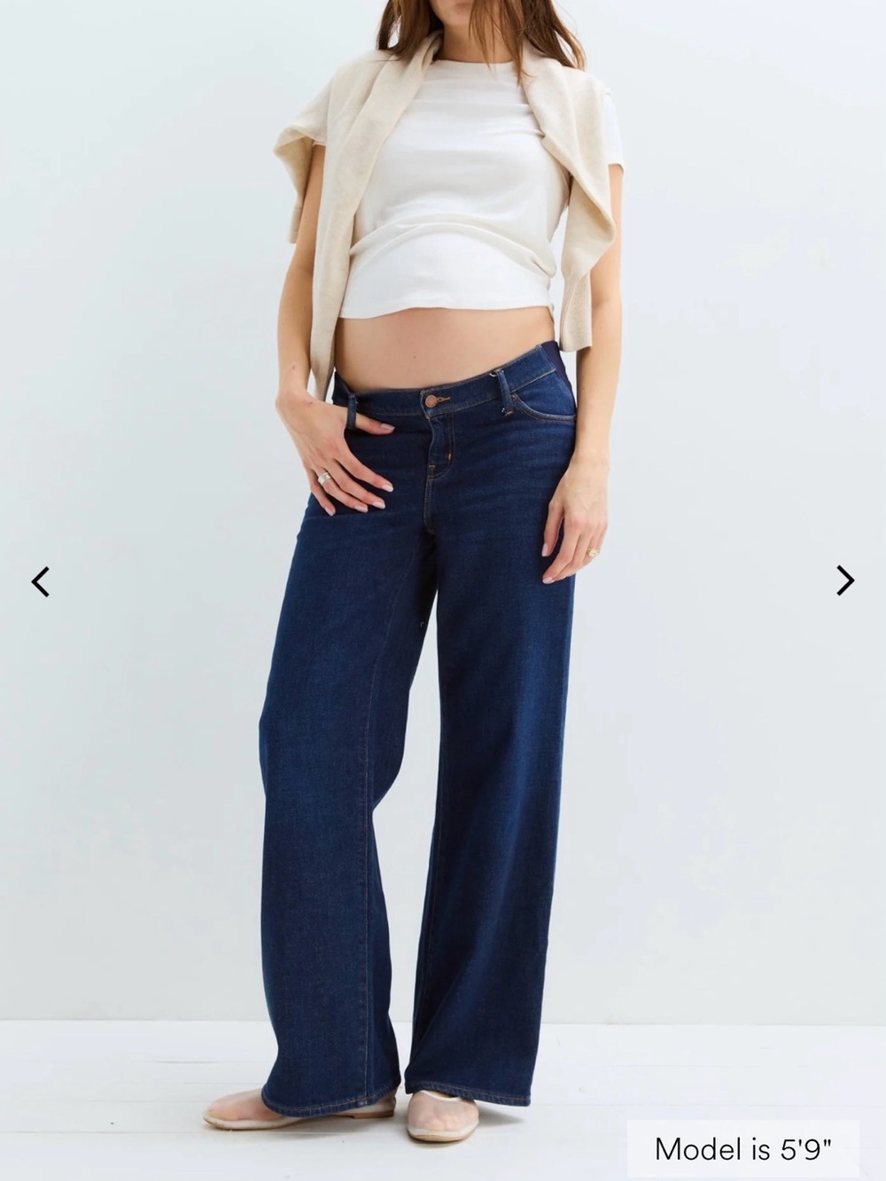 Hatch maternity The Relaxed Wide Leg Maternity Jean 24 dark wash